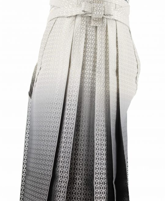 男性用袴単品レンタル(成人式・結婚式・卒業式)白黒ぼかし銀のストライプ[身長175cm]No.266